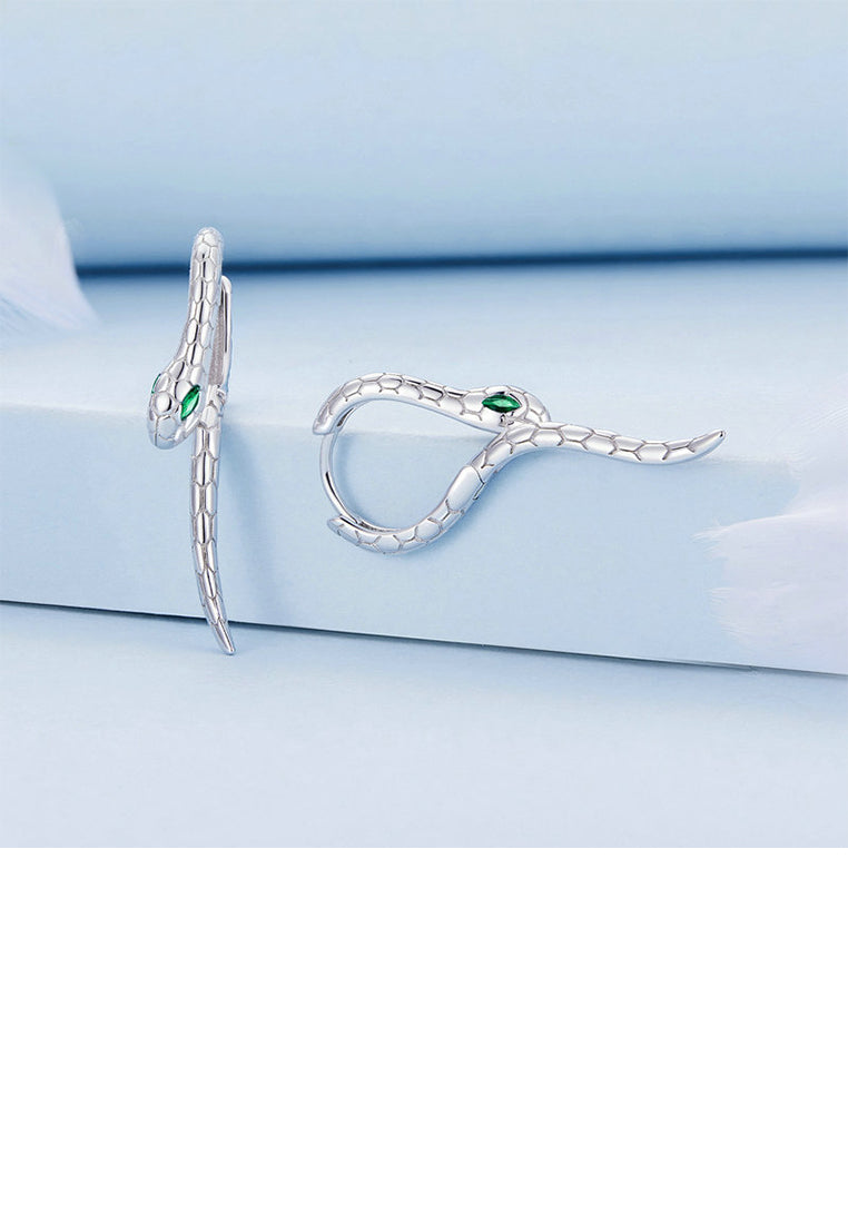 925 Sterling Silver Fashion Personality Serpentine Geometric Long Earrings with Cubic Zirconia - Luxurious Look