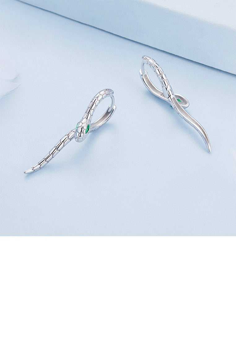 925 Sterling Silver Fashion Personality Serpentine Geometric Long Earrings with Cubic Zirconia - Luxurious Look