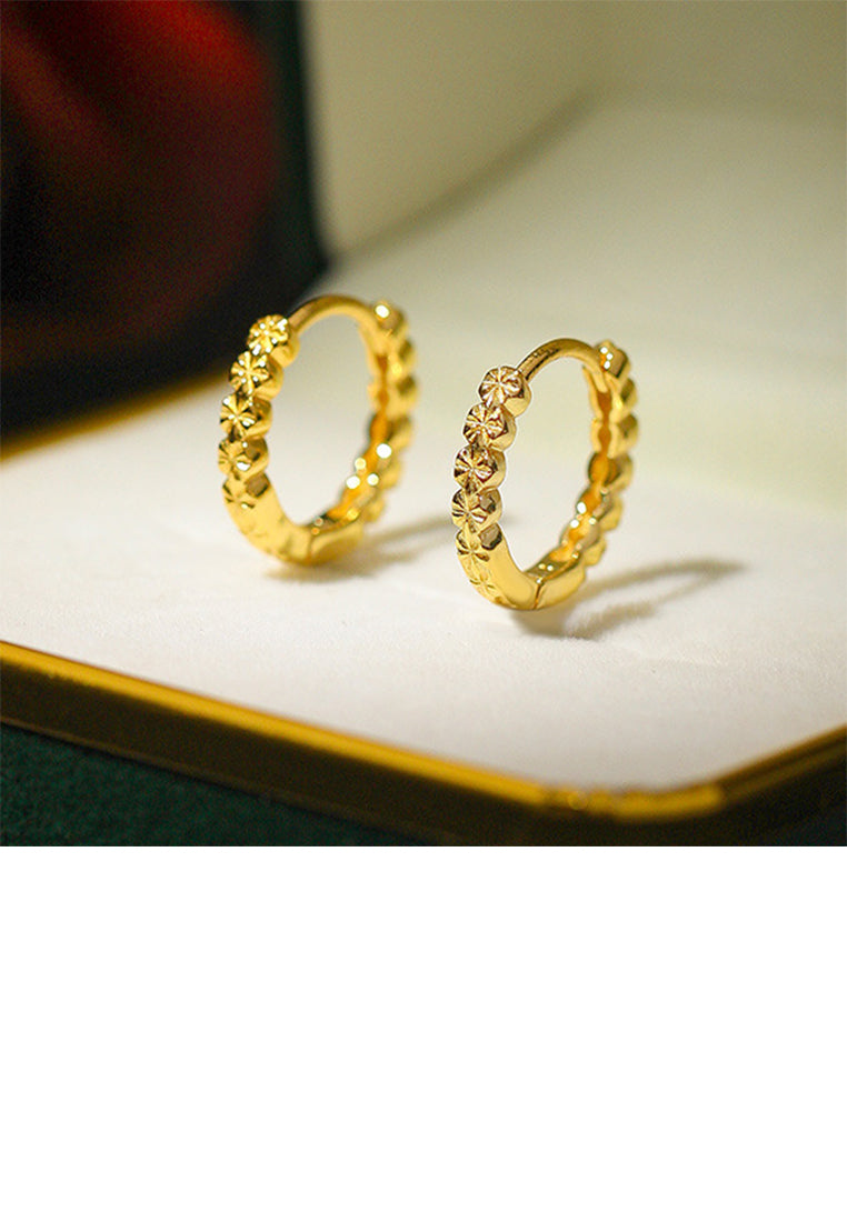 925 Sterling Silver Plated Gold Simple Fashion Pattern Circle Geometric Earrings
