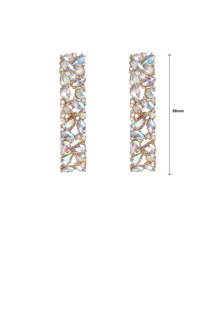 Fashion and Simple Plated Gold Geometric Strip Earrings with Cubic Zirconia - Luxurious Look