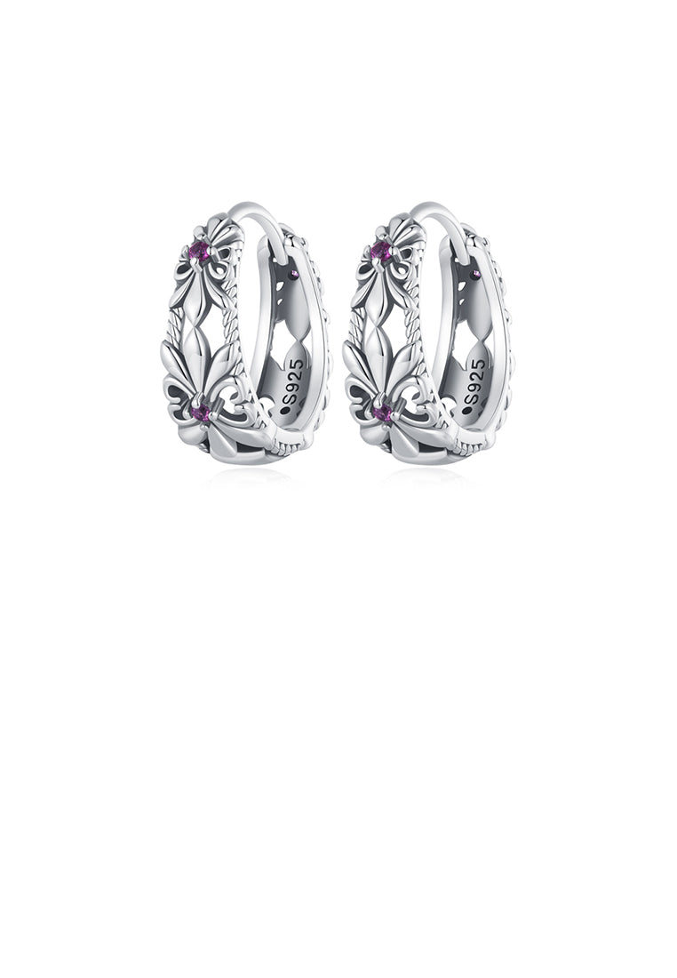 925 Sterling Silver Fashion Vintage Iris Geometric Earrings with Cubic Zirconia - Luxurious Look