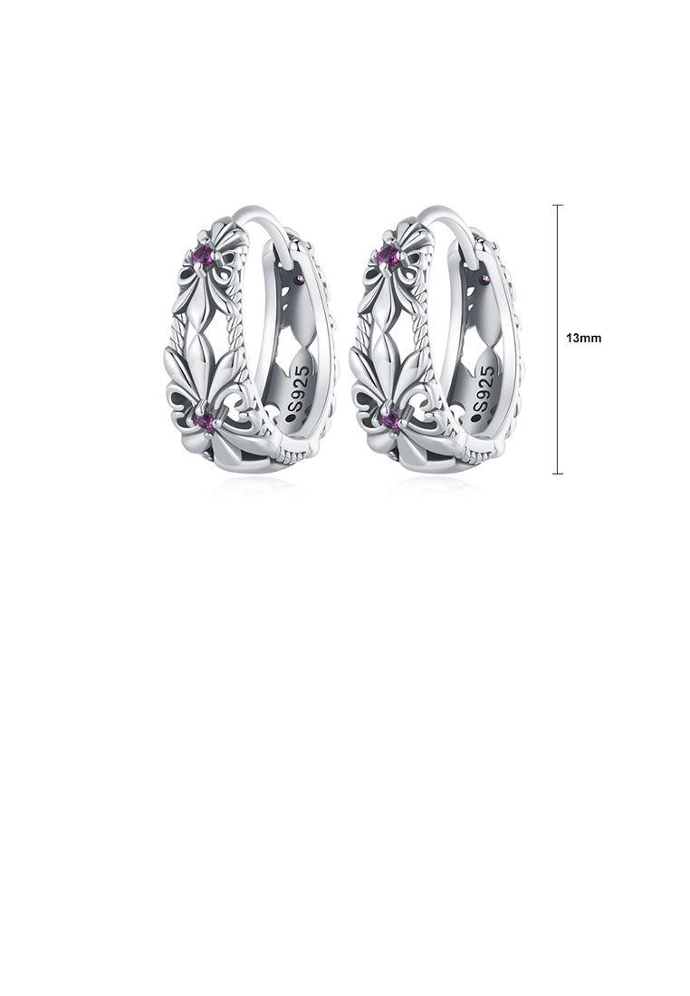 925 Sterling Silver Fashion Vintage Iris Geometric Earrings with Cubic Zirconia - Luxurious Look
