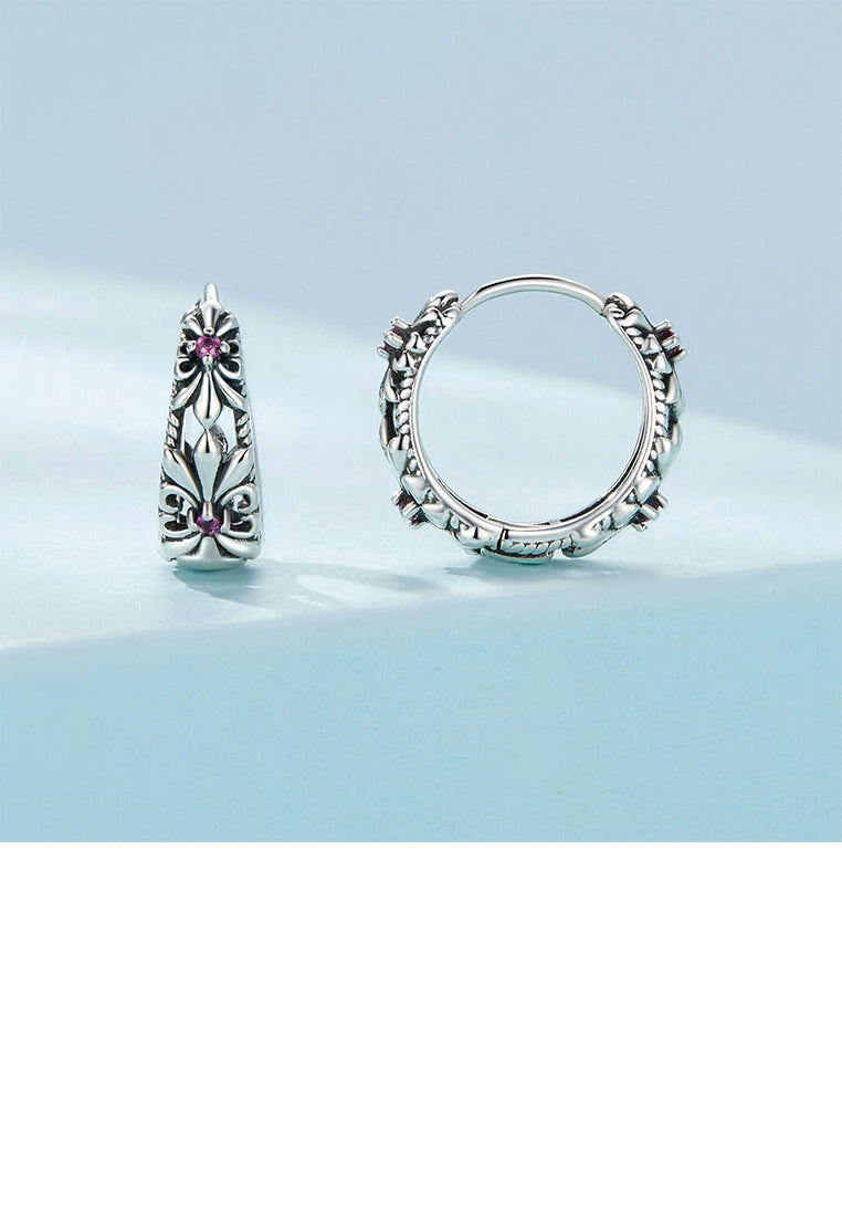 925 Sterling Silver Fashion Vintage Iris Geometric Earrings with Cubic Zirconia - Luxurious Look