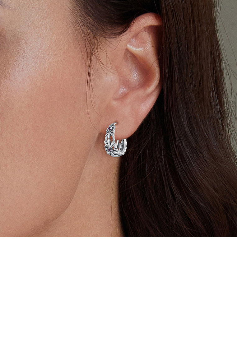 925 Sterling Silver Fashion Vintage Iris Geometric Earrings with Cubic Zirconia - Luxurious Look