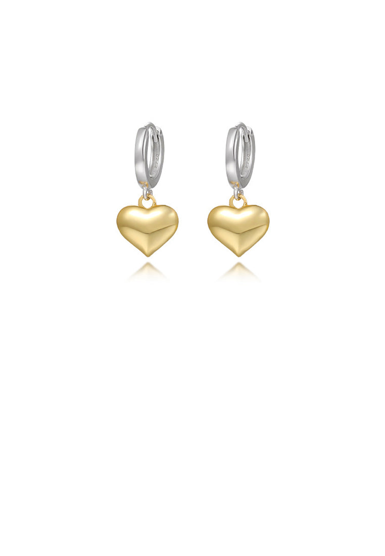 925 Sterling Silver Simple and Fashion Gold Heart-shaped Earrings