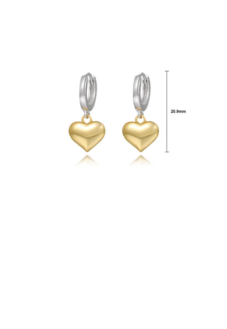 925 Sterling Silver Simple and Fashion Gold Heart-shaped Earrings