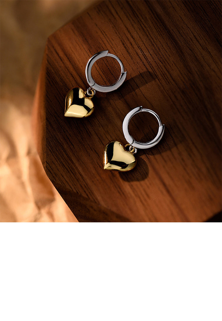 925 Sterling Silver Simple and Fashion Gold Heart-shaped Earrings