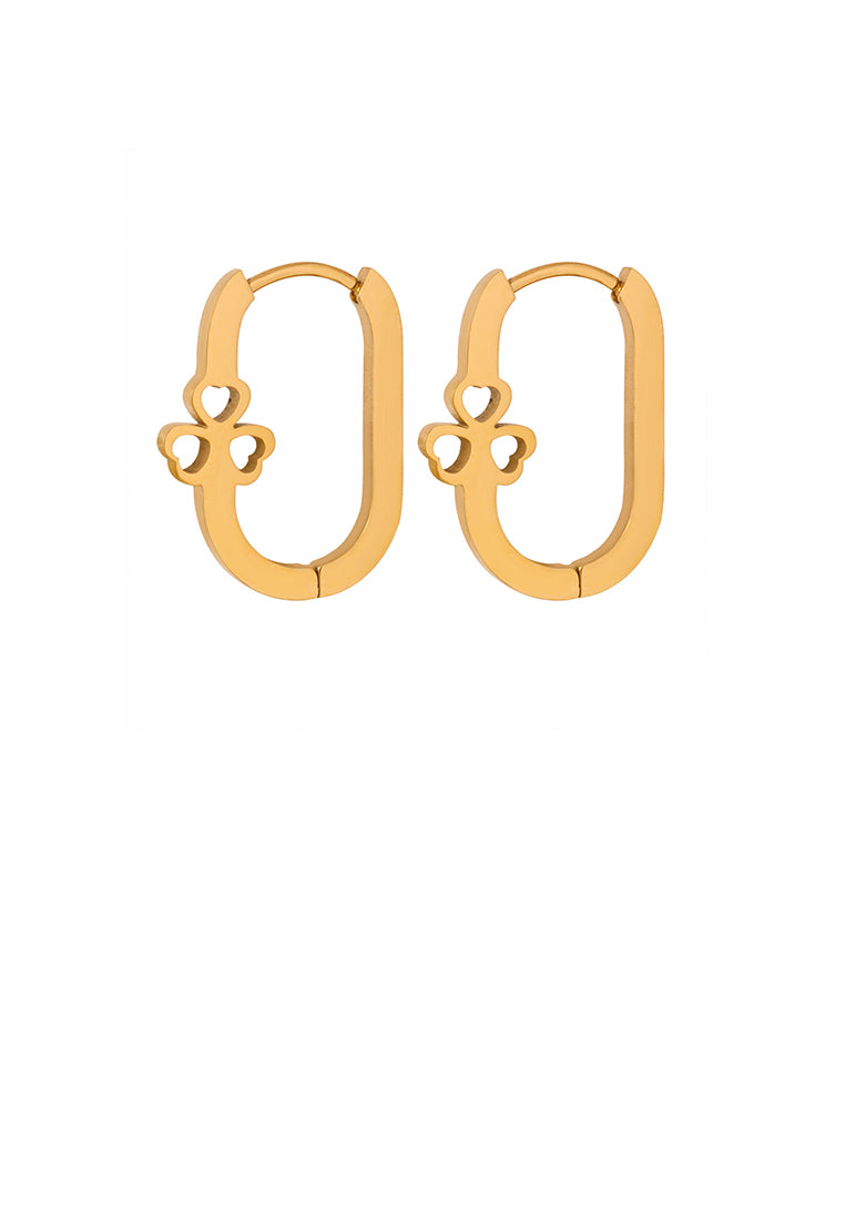 Fashion and Creative Plated Gold 316L Stainless Steel Three-leafed Clover Geometric Earrings