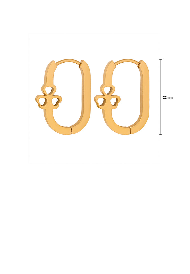 Fashion and Creative Plated Gold 316L Stainless Steel Three-leafed Clover Geometric Earrings
