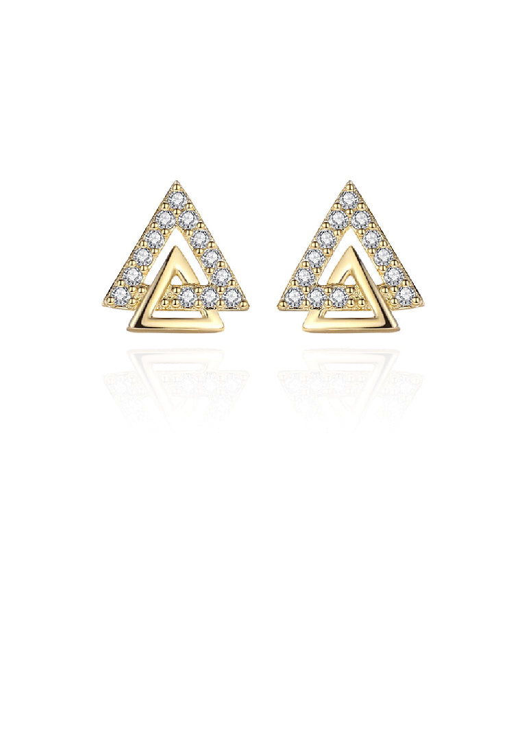 925 Sterling Silver Plated Gold Fashion Simple Triangle Geometric Stud Earrings with Cubic Zirconia - Luxurious Look