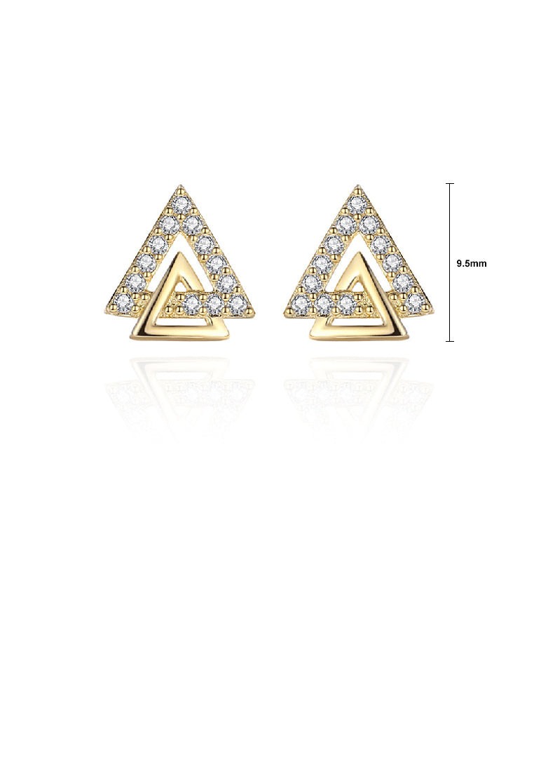 925 Sterling Silver Plated Gold Fashion Simple Triangle Geometric Stud Earrings with Cubic Zirconia - Luxurious Look