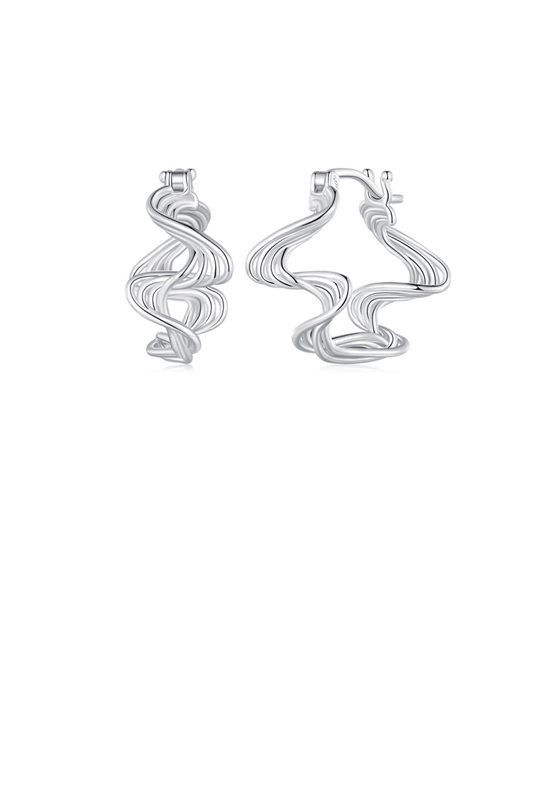925 Sterling Silver Fashion Personality Wavy Line Geometric Earrings