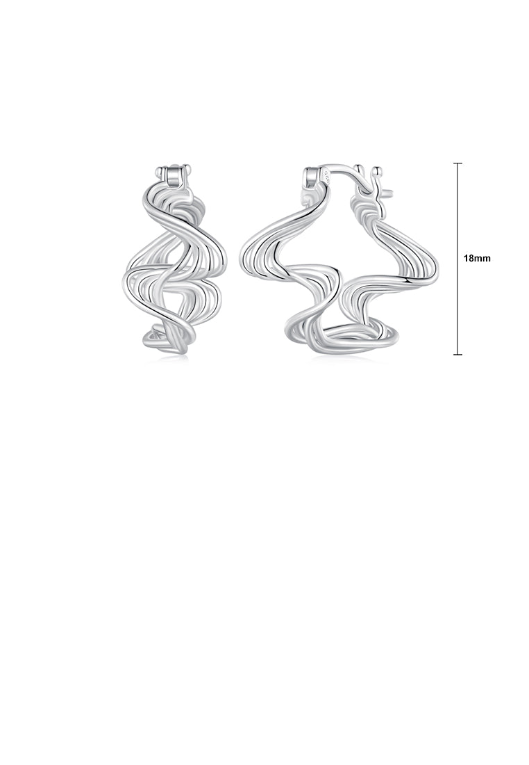 925 Sterling Silver Fashion Personality Wavy Line Geometric Earrings