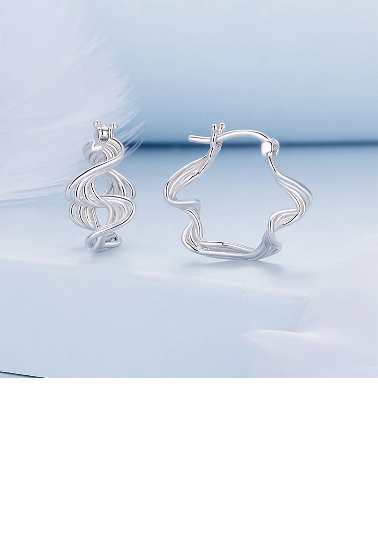 925 Sterling Silver Fashion Personality Wavy Line Geometric Earrings