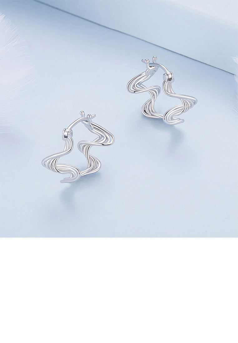 925 Sterling Silver Fashion Personality Wavy Line Geometric Earrings