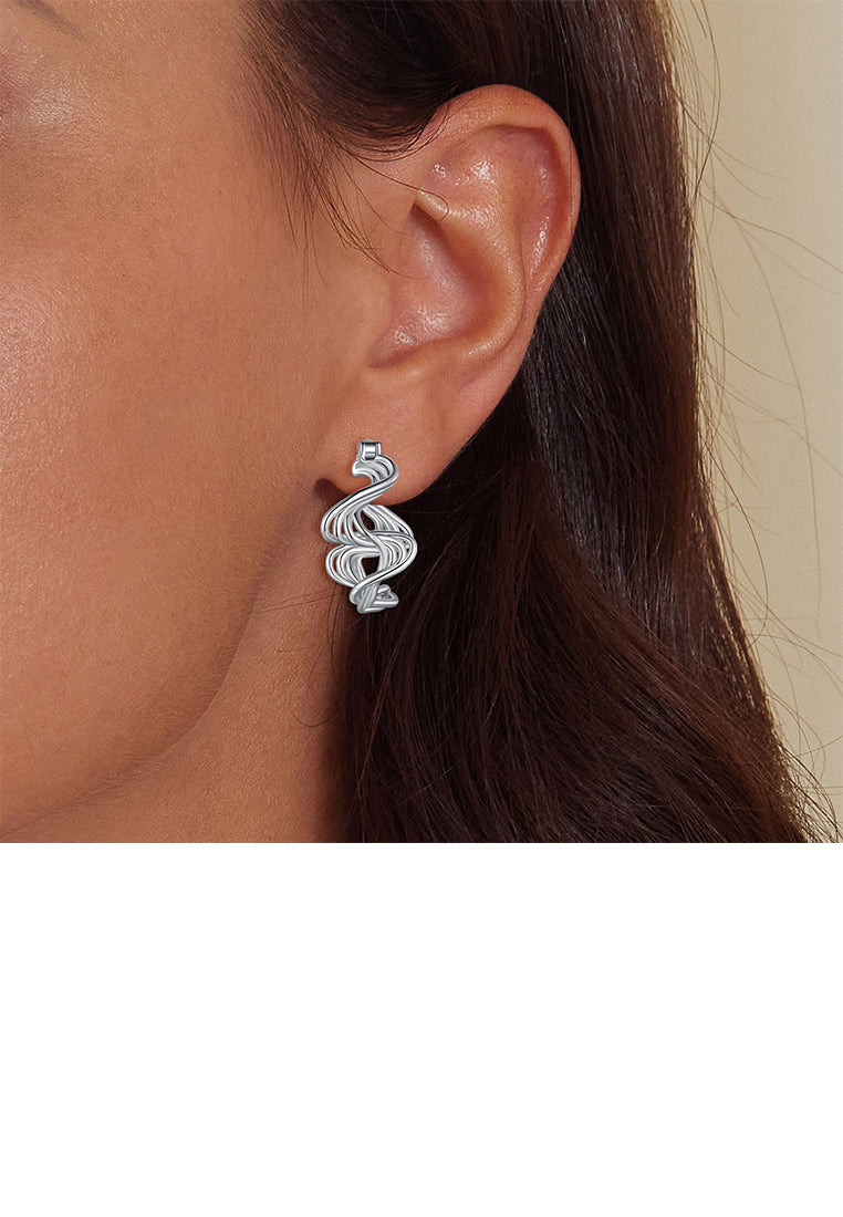 925 Sterling Silver Fashion Personality Wavy Line Geometric Earrings