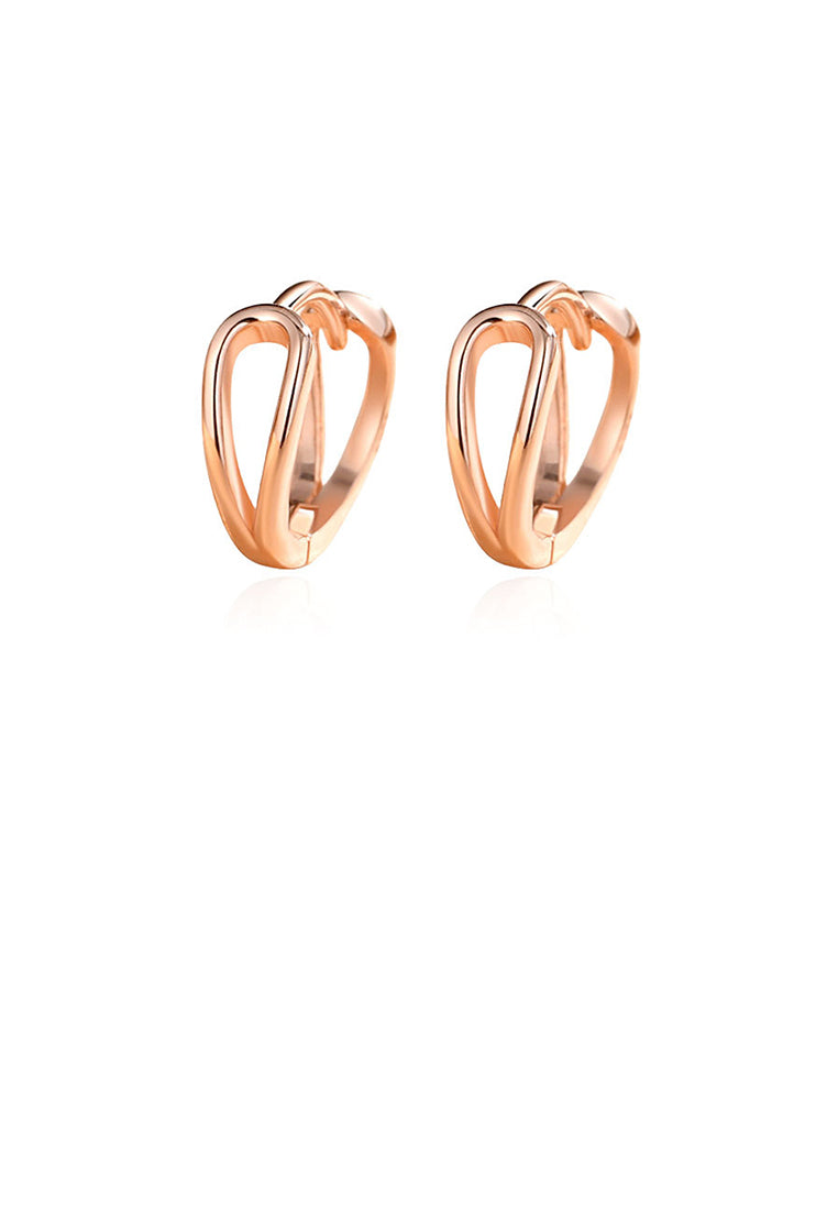 925 Sterling Silver Plated Rose Gold Simple Personalized Double Layer Geometric Earrings