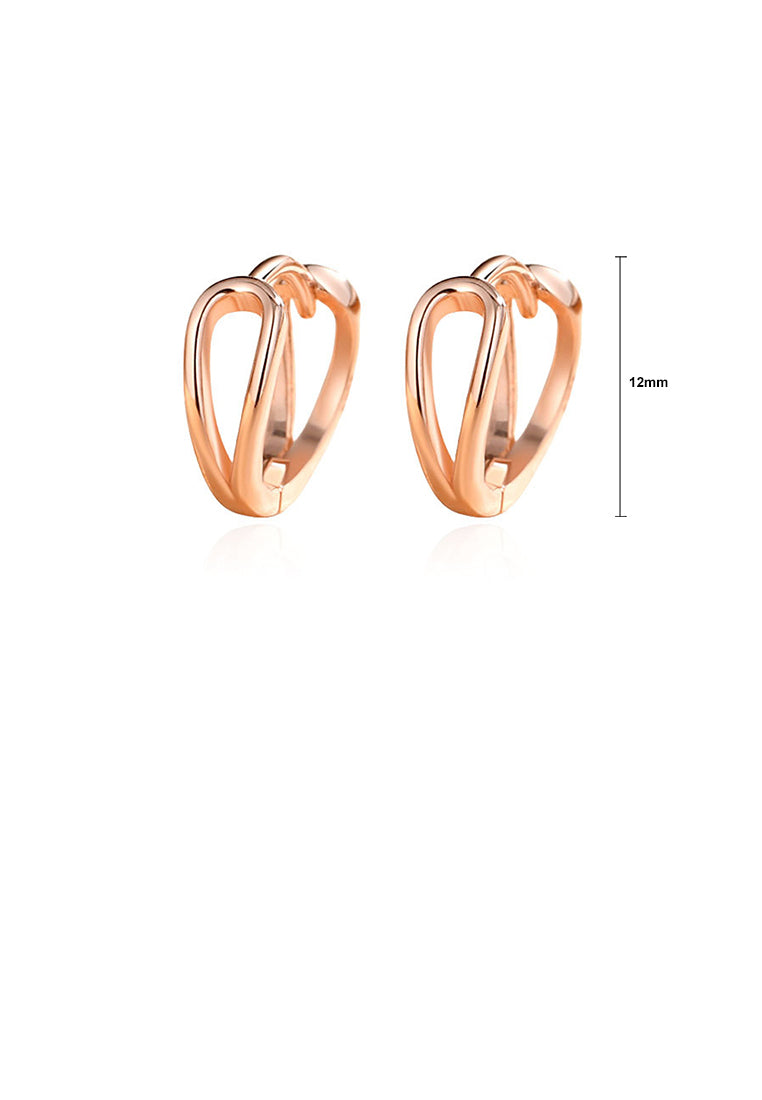 925 Sterling Silver Plated Rose Gold Simple Personalized Double Layer Geometric Earrings