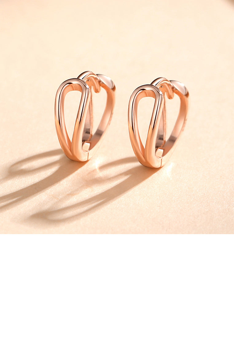 925 Sterling Silver Plated Rose Gold Simple Personalized Double Layer Geometric Earrings