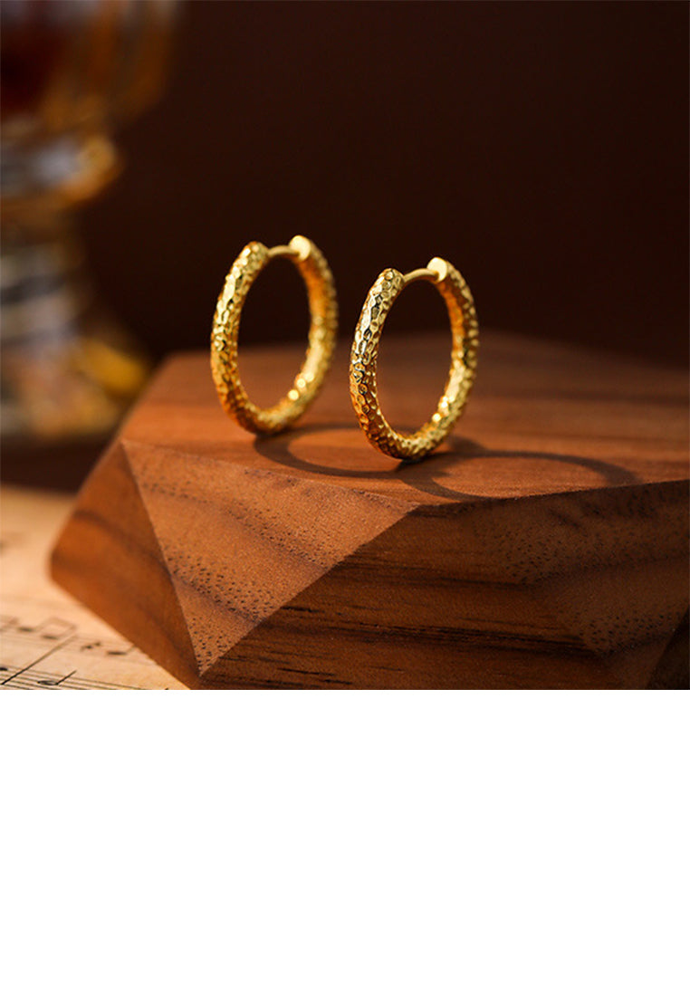 925 Sterling Silver Plated Gold Fashion Simple Pattern Geometric Earrings