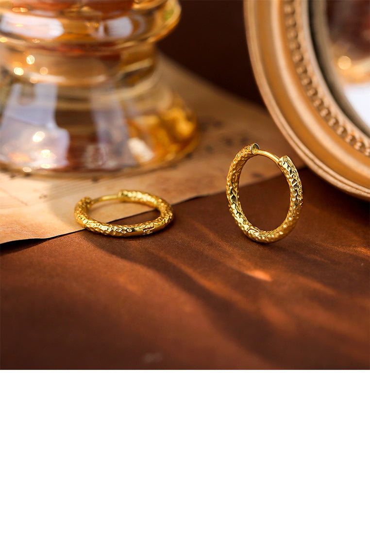 925 Sterling Silver Plated Gold Fashion Simple Pattern Geometric Earrings