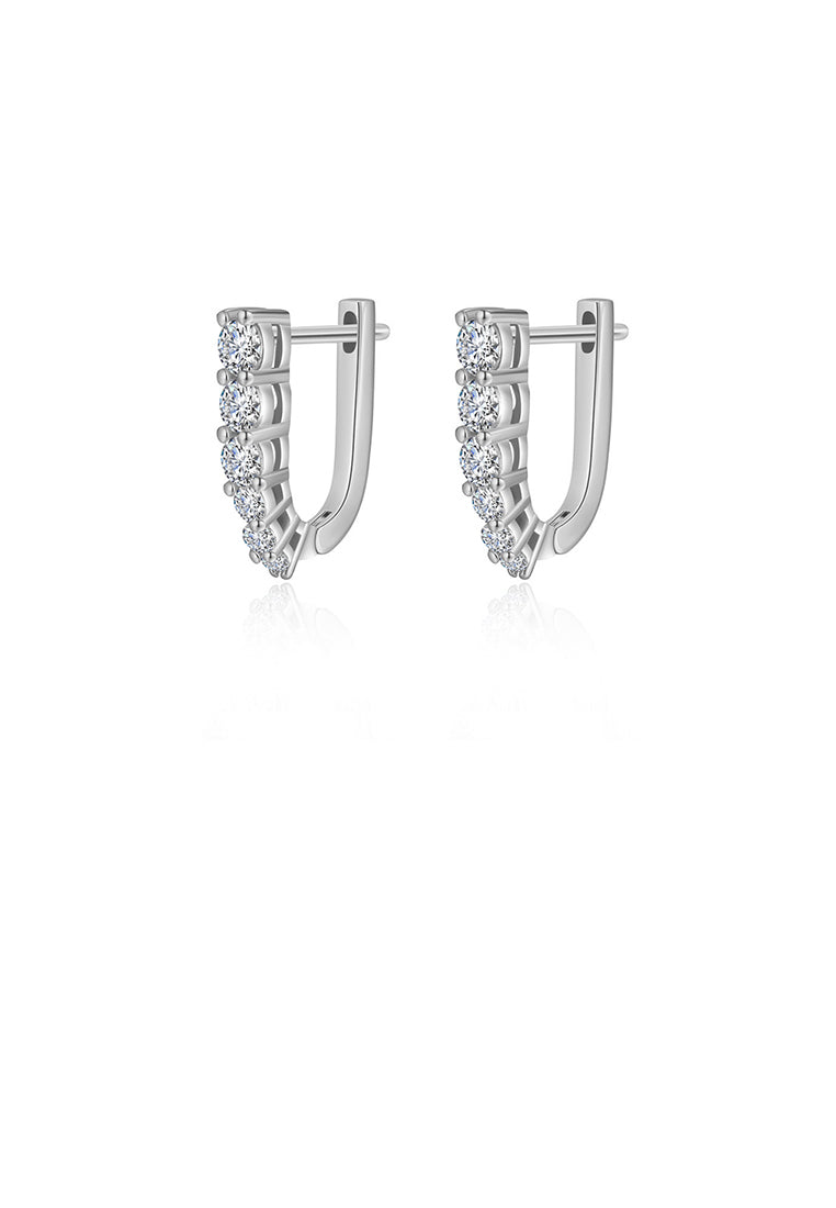 925 Sterling Silver Simple Fashion U-shaped Geometric Earrings with Cubic Zirconia - Luxurious Look