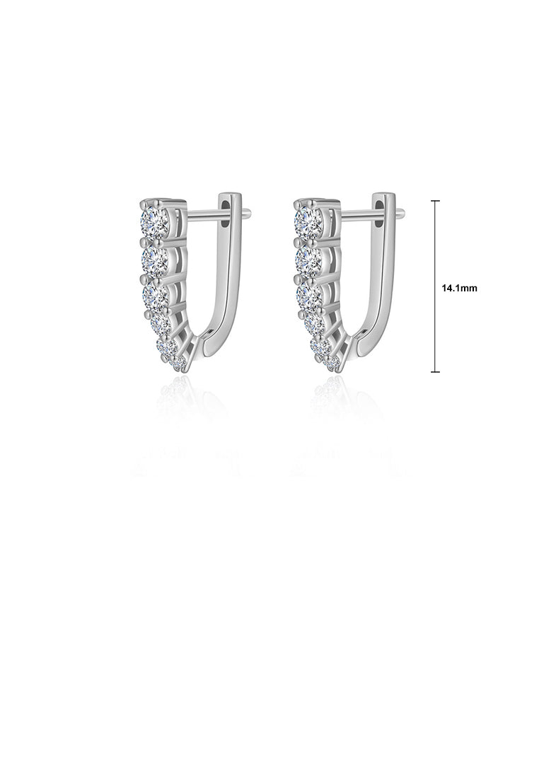 925 Sterling Silver Simple Fashion U-shaped Geometric Earrings with Cubic Zirconia - Luxurious Look