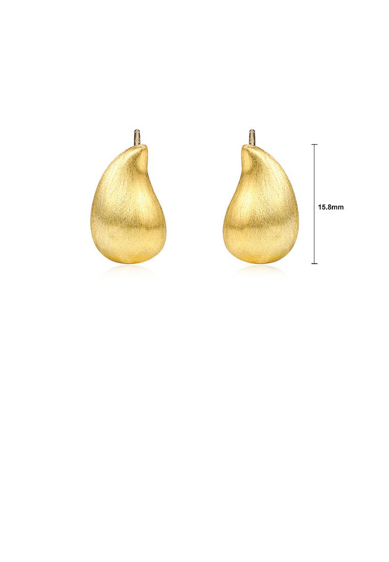 925 Sterling Silver Plated Gold Simple and Fashion Frosted Water Drop-shaped Stud Earrings