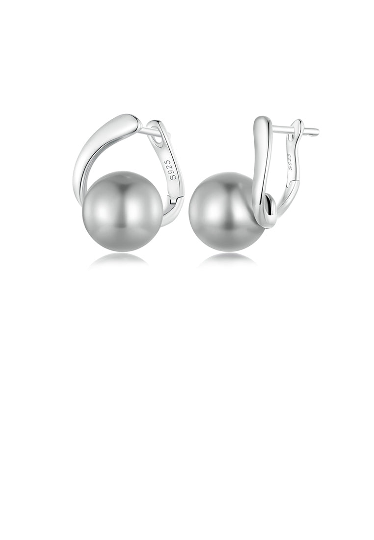 925 Sterling Silver Fashion Temperament Geometric Imitation Pearl Earrings - Luxurious Look
