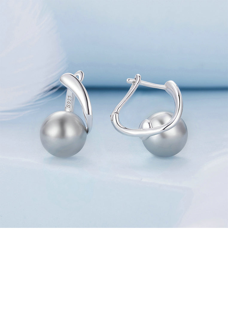 925 Sterling Silver Fashion Temperament Geometric Imitation Pearl Earrings - Luxurious Look