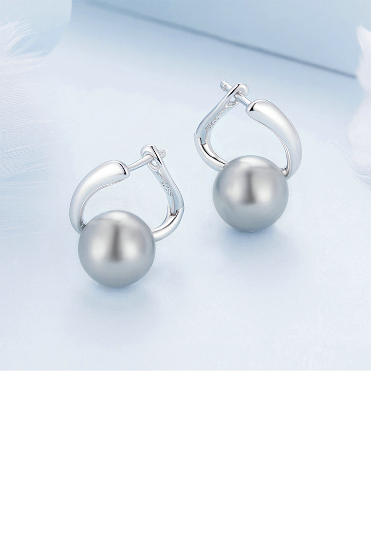 925 Sterling Silver Fashion Temperament Geometric Imitation Pearl Earrings - Luxurious Look