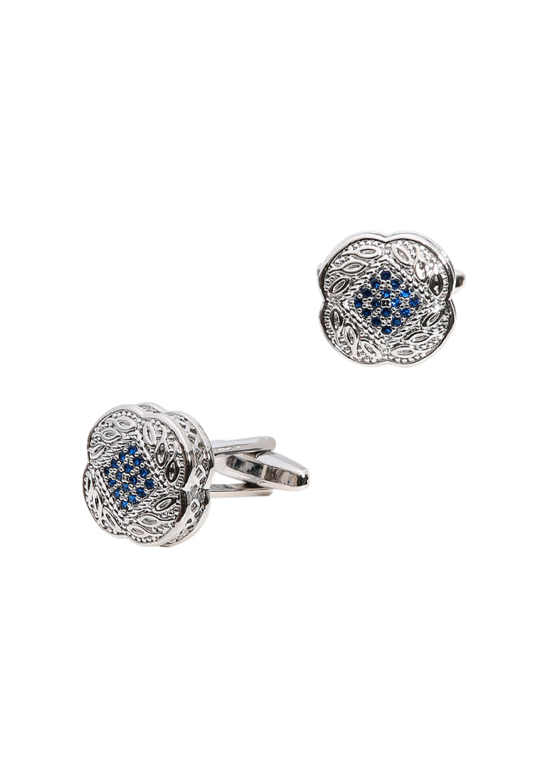 Men's Cufflinks, High Quality, Light Luxury, Blue Zircon Square Silver Cuff Nail Buttons