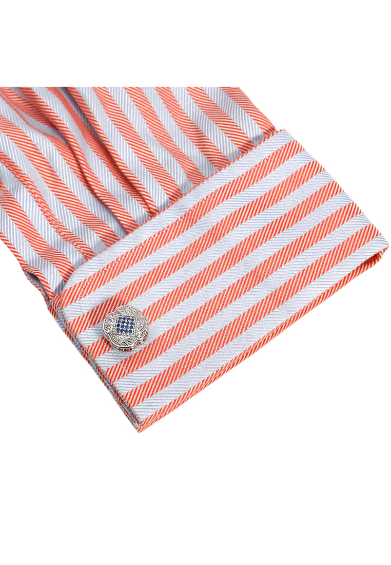 Men's Cufflinks, High Quality, Light Luxury, Blue Zircon Square Silver Cuff Nail Buttons