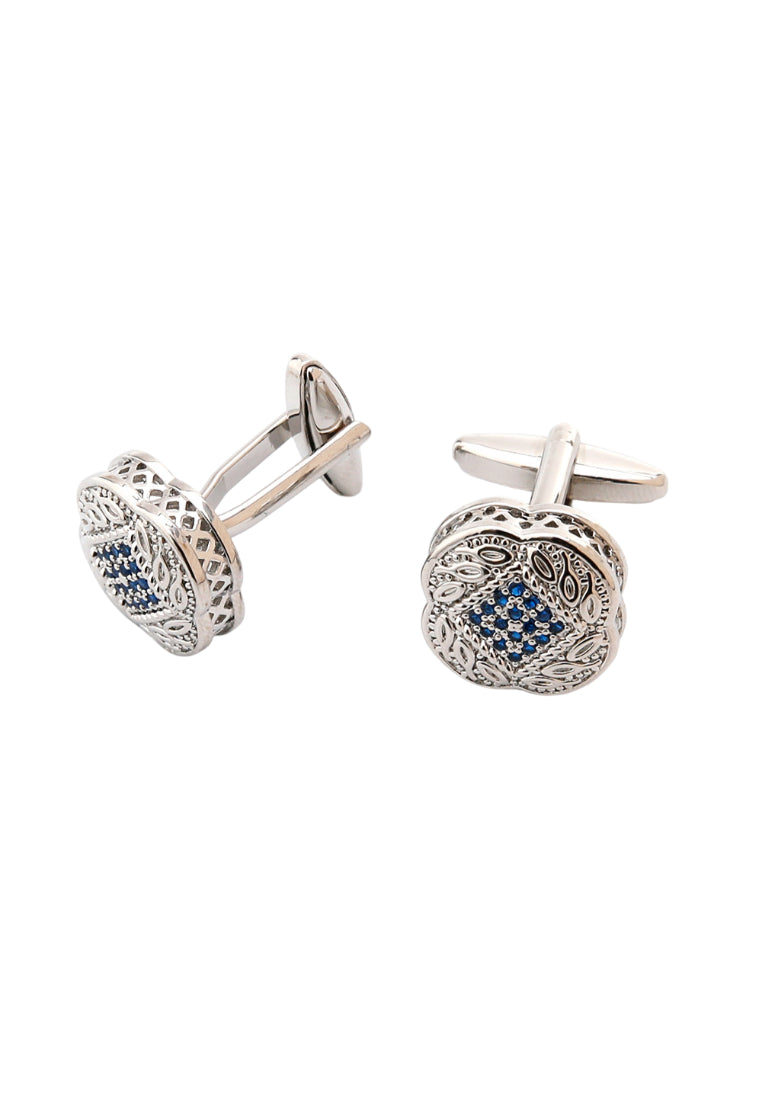 Men's Cufflinks, High Quality, Light Luxury, Blue Zircon Square Silver Cuff Nail Buttons