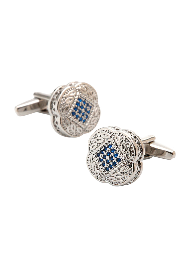 Men's Cufflinks, High Quality, Light Luxury, Blue Zircon Square Silver Cuff Nail Buttons