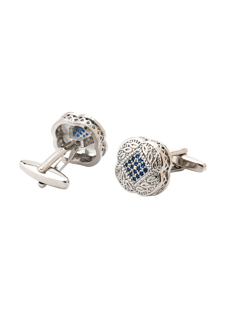 Men's Cufflinks, High Quality, Light Luxury, Blue Zircon Square Silver Cuff Nail Buttons