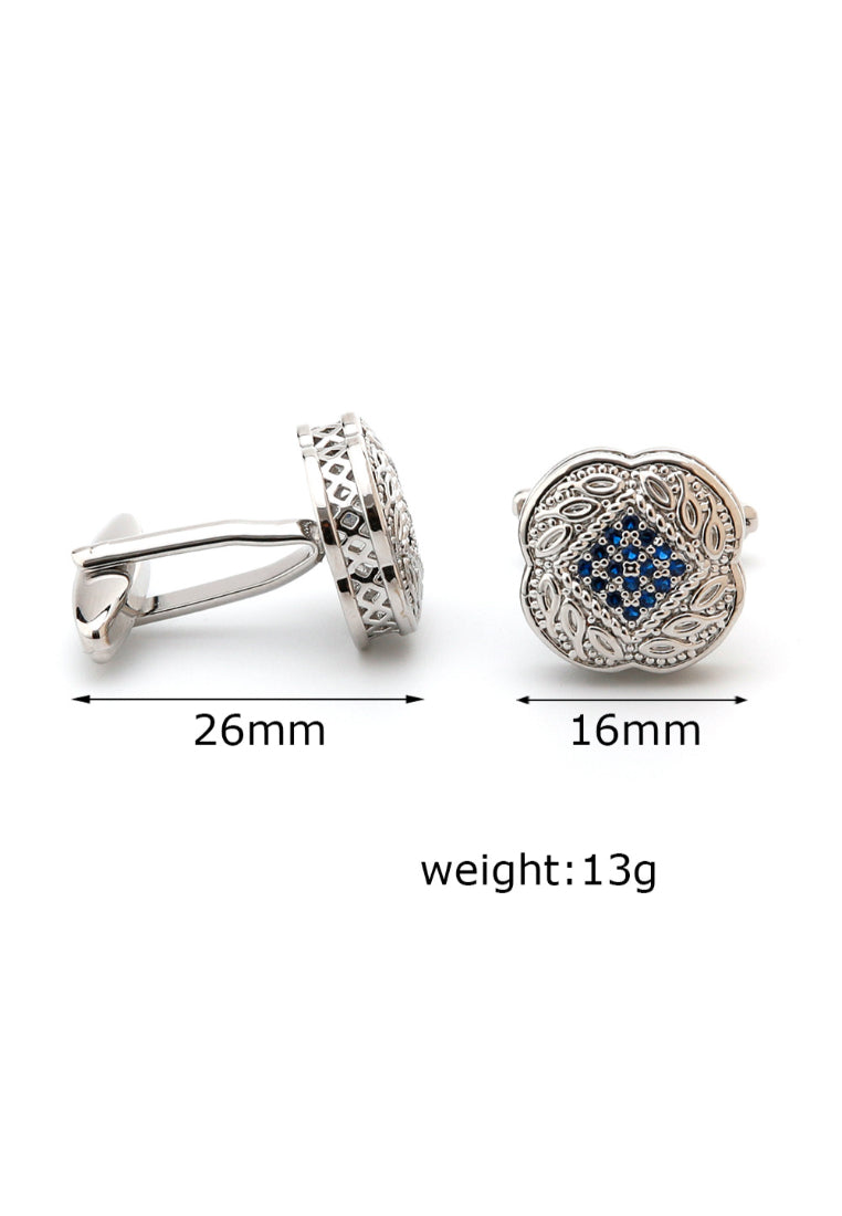 Men's Cufflinks, High Quality, Light Luxury, Blue Zircon Square Silver Cuff Nail Buttons