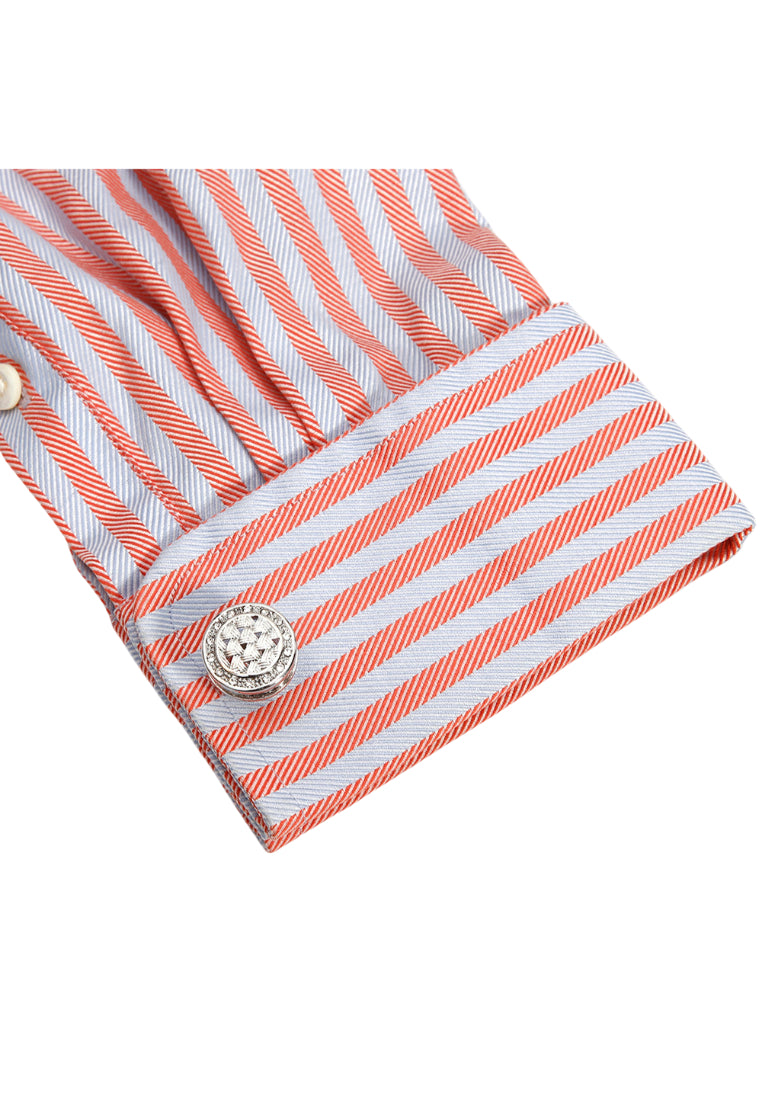 Men's Cufflinks High Quality French Retro Light Luxury White Diamond Silver Round Jewelry Pair