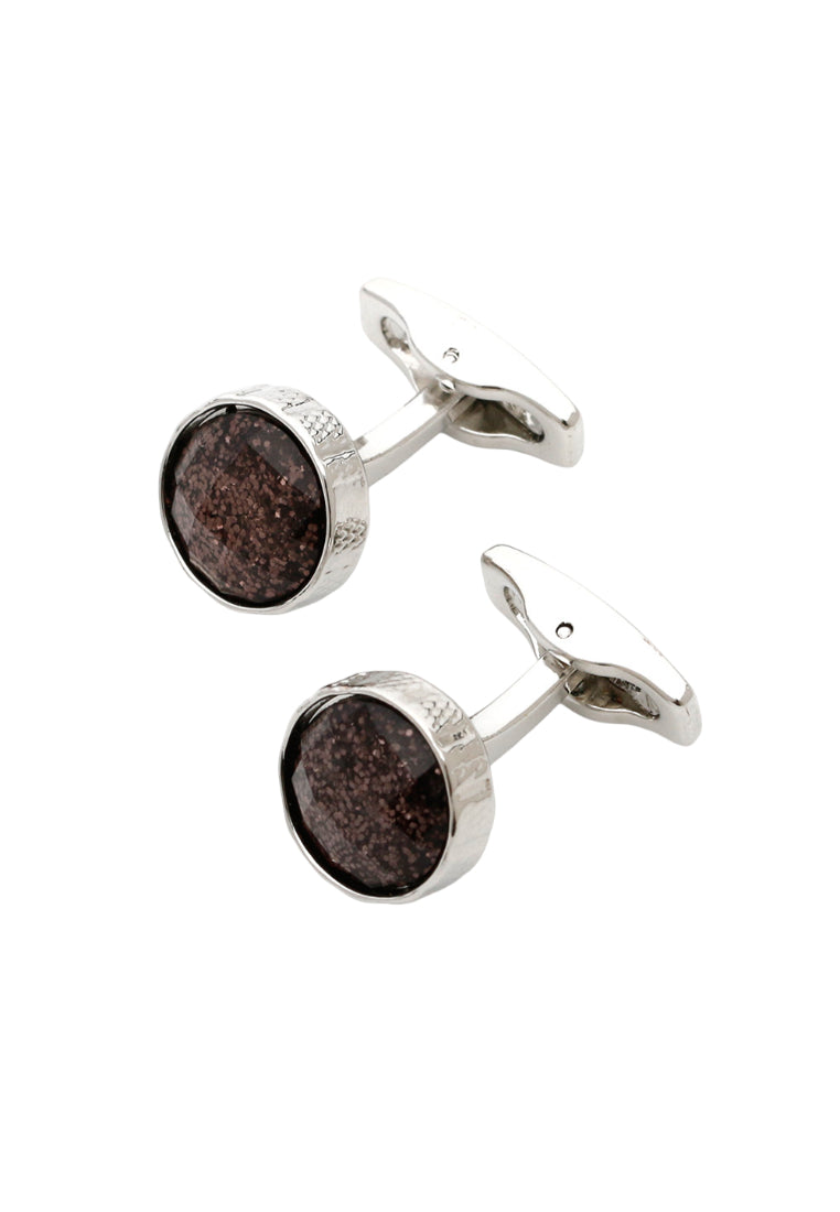 Men's Cufflinks Inlaid Crystal French Simple Round Silver Cuff Nail Button