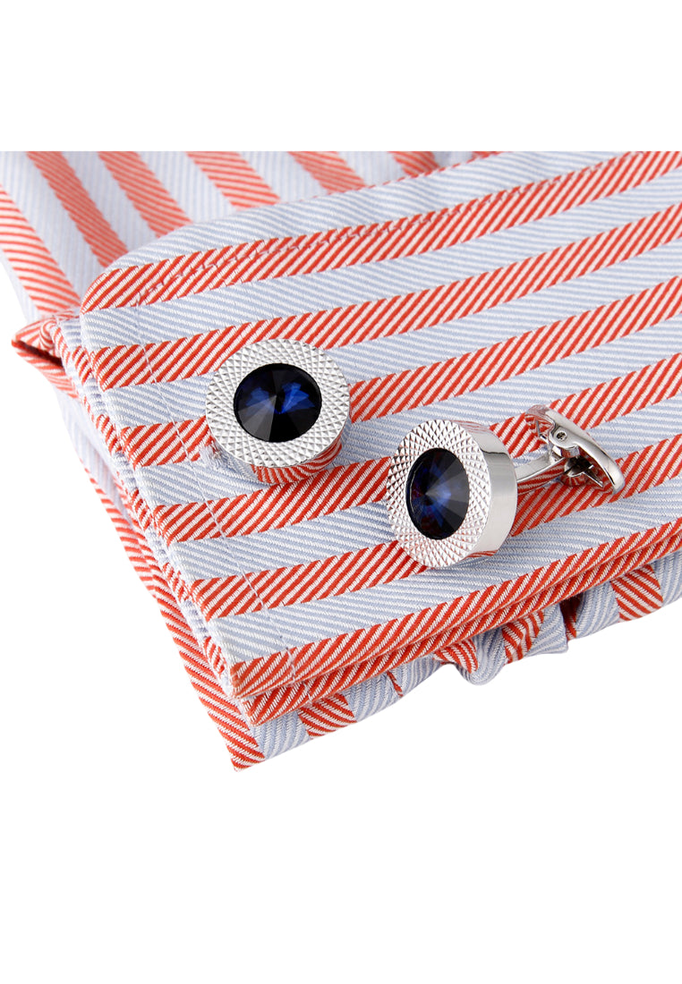 Men's Cufflinks High Quality Light Luxury Blue Crystal Round Silver Shirt Accessories Pair