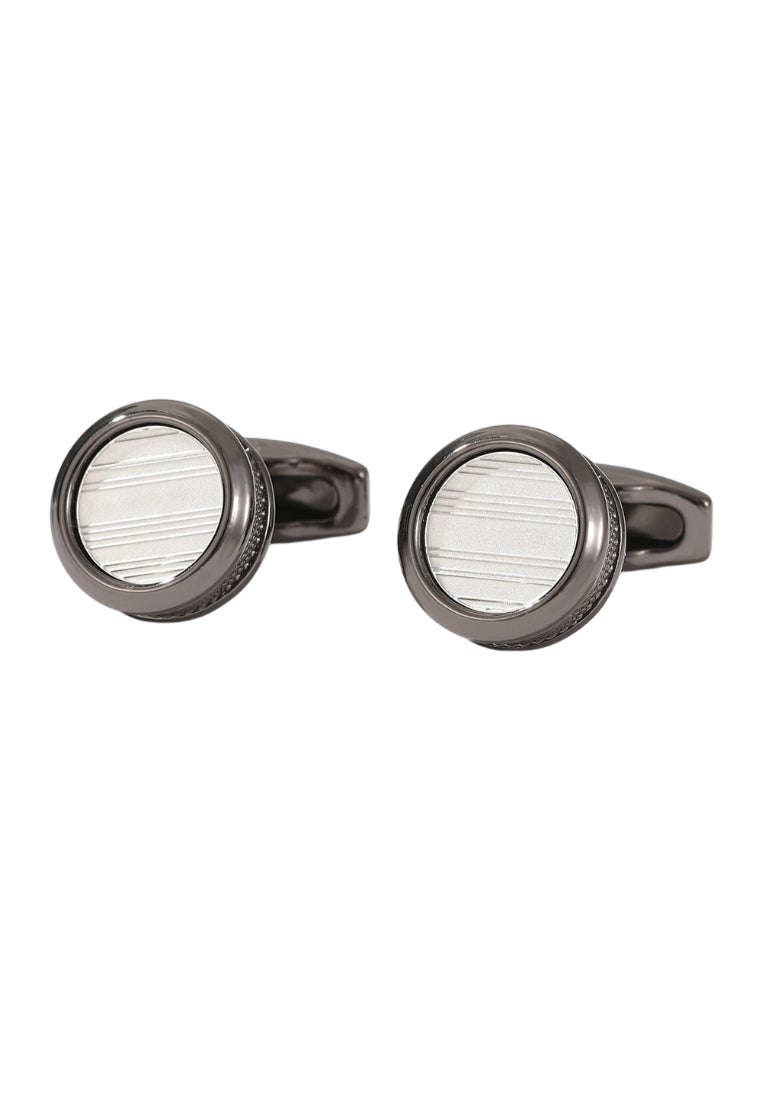 Men's Cufflinks Simple Personality Round Gun Gray Jewelry