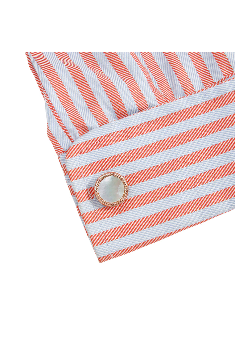 Men's Cufflinks Luxury Inlaid Shell Rose Gold Round Copper Button Jewelry Pair