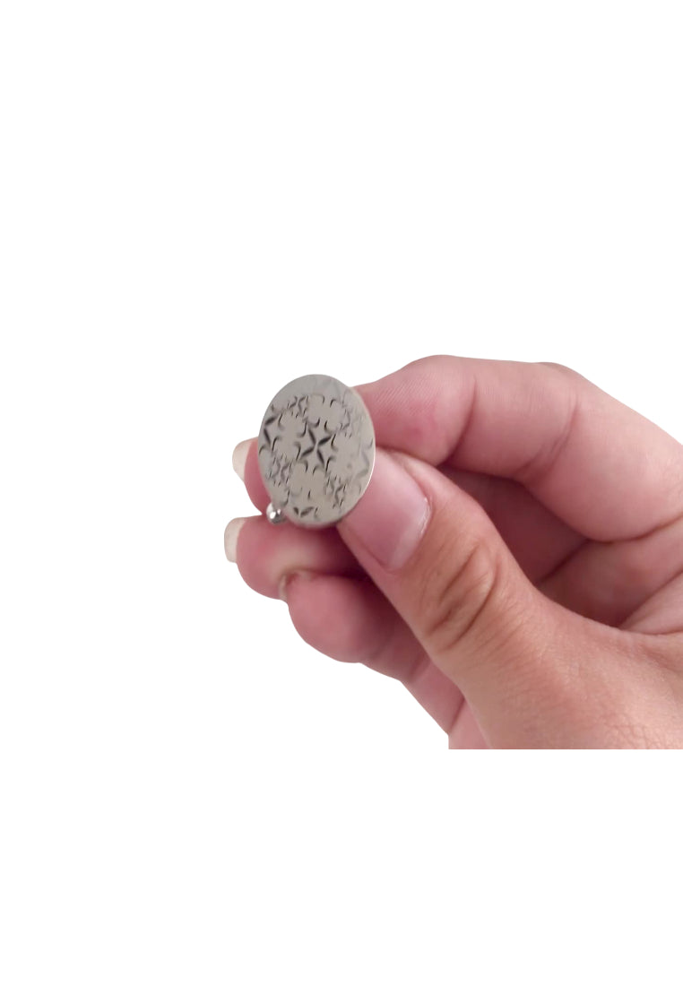 Men's Shirt Cufflinks Silver Round Laser Laser Patterned Sleeve Nails