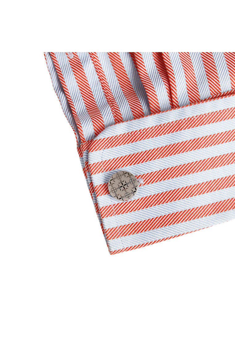 Men's Shirt Cufflinks Silver Round Laser Laser Patterned Sleeve Nails