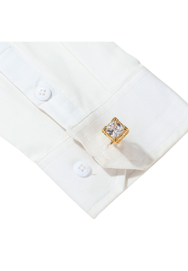 Men's Cufflinks Retro French Light Luxury Zircon Square Silver Shirt Cuff Nail