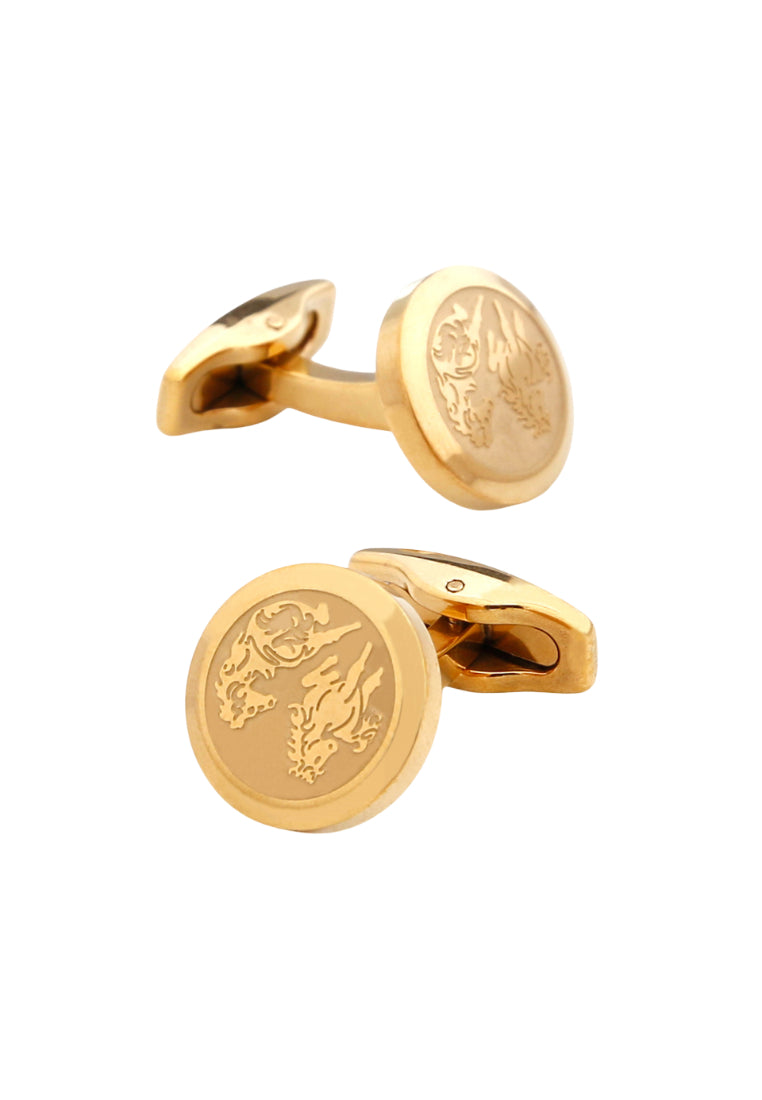 Creative Design Engraved Horse Stainless Steel Simple Round Color Selection Men's Cufflinks