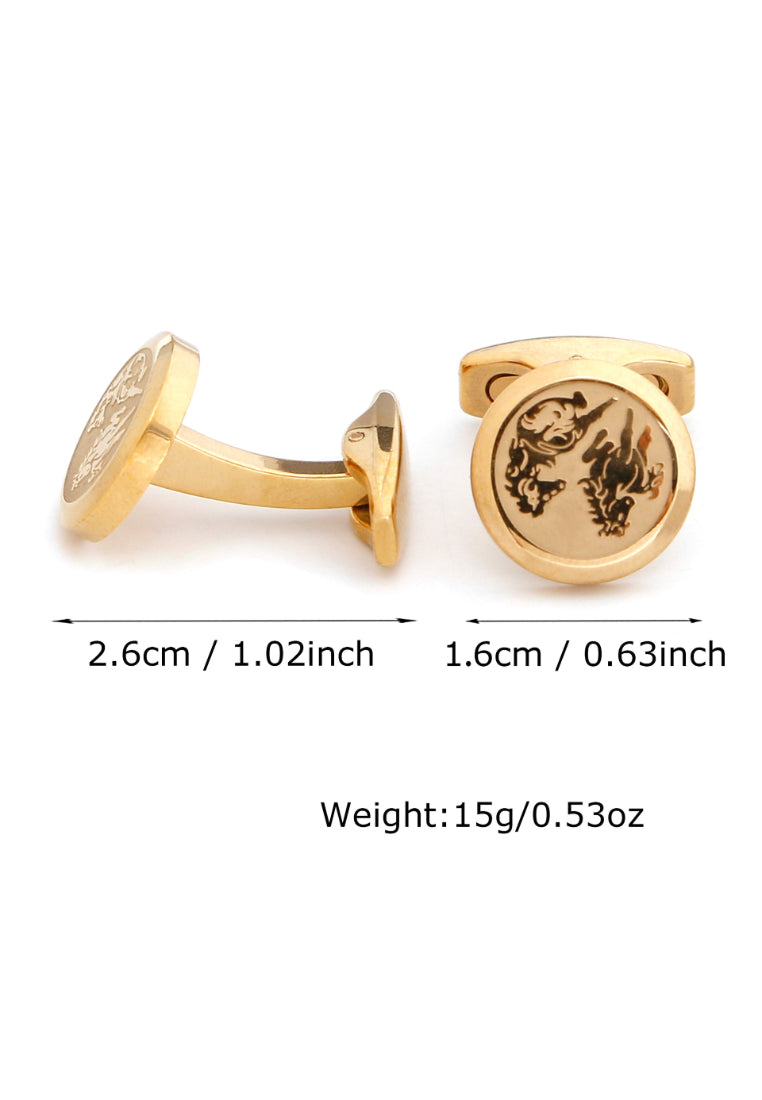 Creative Design Engraved Horse Stainless Steel Simple Round Color Selection Men's Cufflinks