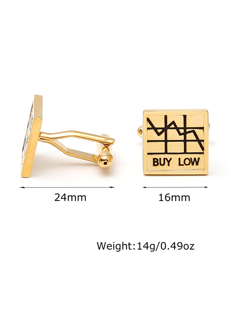 Men's Cufflinks Personalized Stock Index Square Gold Shirt Sleeve Nail Button