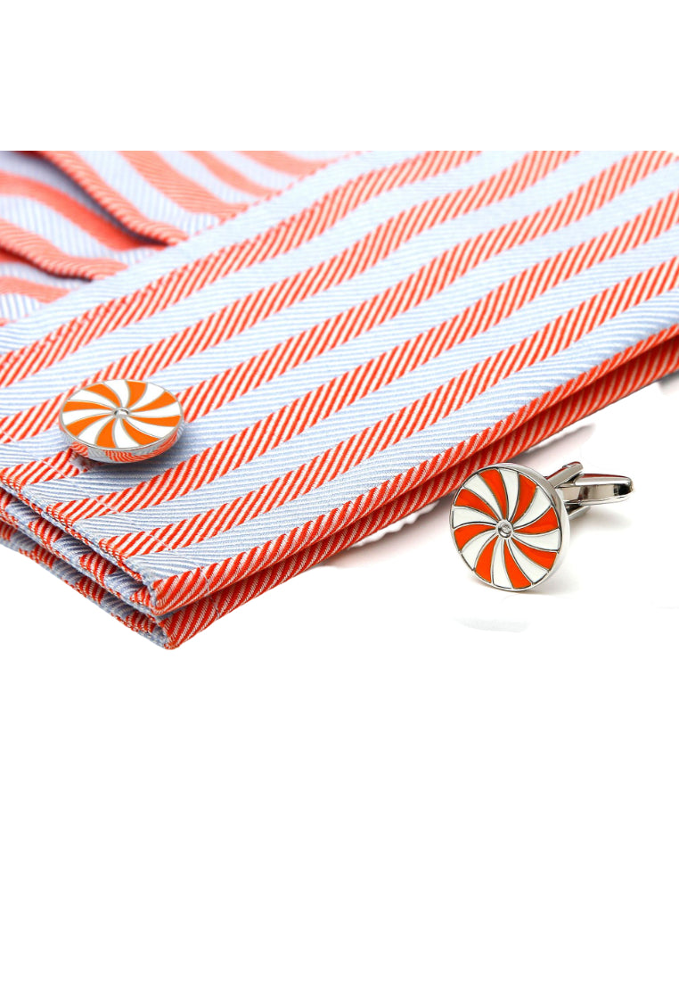 Men's Cufflinks Simple Creative Color Striped Round Copper French Shirt Jewelry