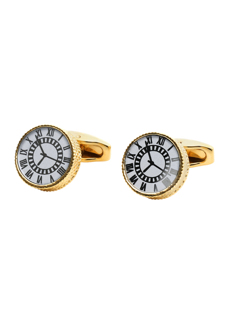 Men's Cufflinks Simple Clock Shape Round Shirt Cuff Button